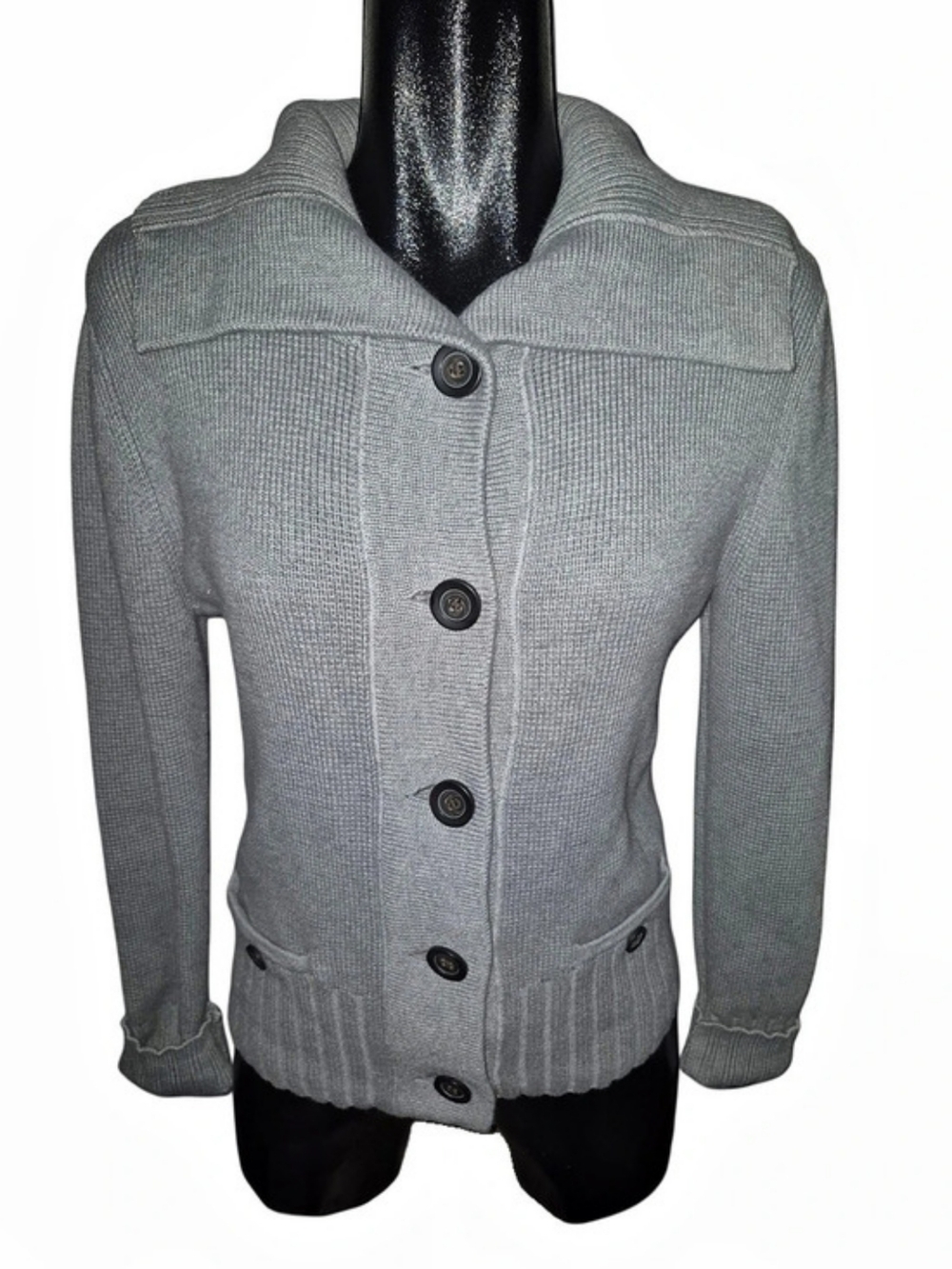 Banana Republic Gray Knit Shawl Collar Button-Up Cardigan Sweater Size S